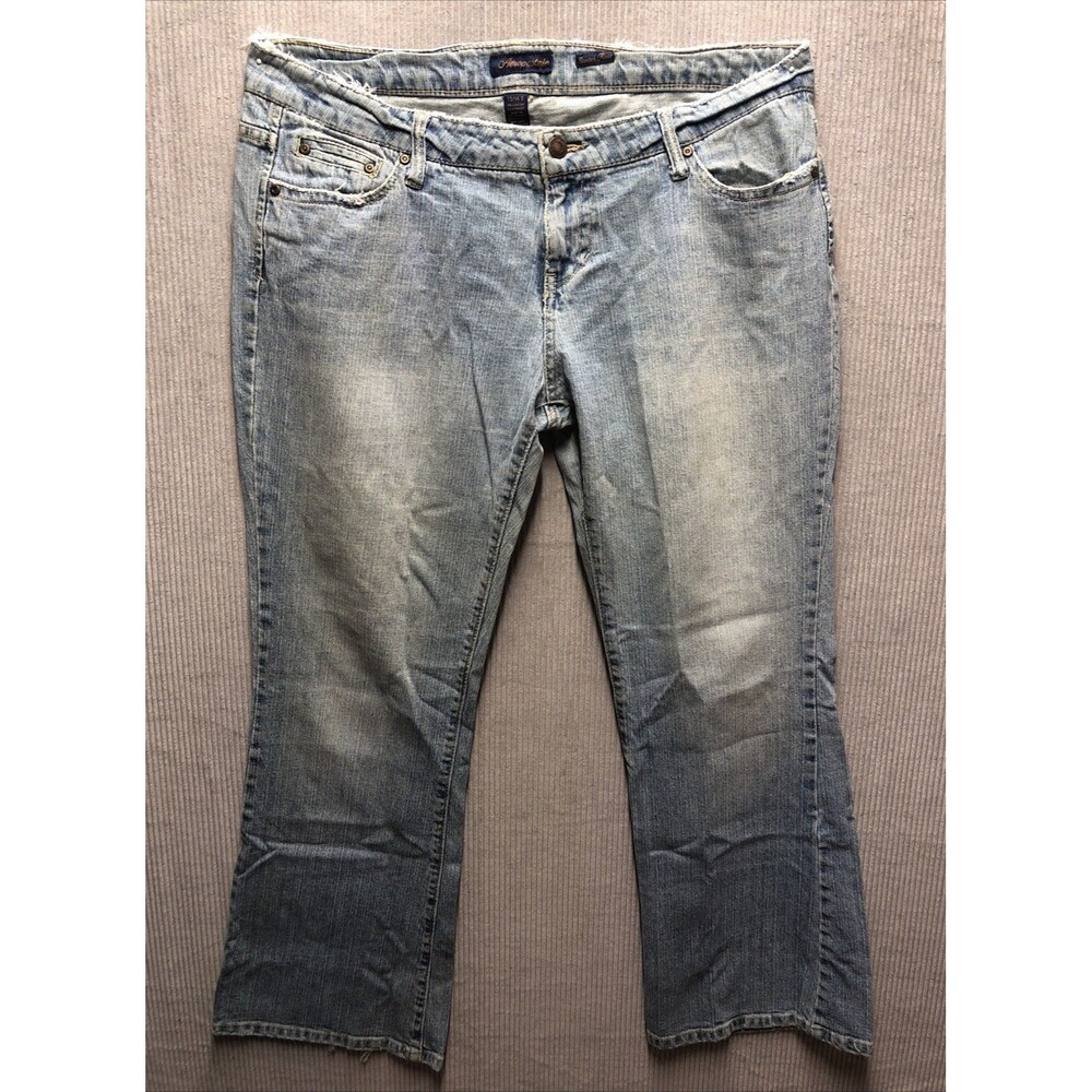 Aeropostale Flare Jeans Women 13/14S Y2K Mid Rise Stretch Distressed Denim